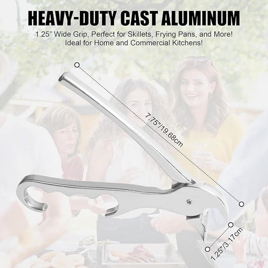 Pan Gripper, Premium Pizza Pan Gripper Aluminium Alloy, Heavy Duty Pizza Pan Tongs Stone Pot Clamp for Lifting Hot Plate, Bowl, Plate, Tray with Food Out from Microwave, Oven, Instant Pot, Air Fryer