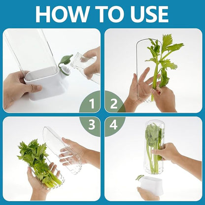Fresh Herb Keeper for Refrigerator - Space-Saving Cilantro Container for Fridge - Clear Herb Saver for Cilantro, Mint & Asparagus - Herb Savor Bottle - Fresh Herb Storage