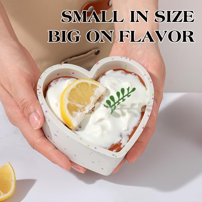 4 Inch Mini Heart Shaped Silicone Cake Pans Set of 3, Nonstick Small Heart Molds for Baking, Food Grade Easy Release Heart Pan for Oven Air Fryer Freezer (Cream)