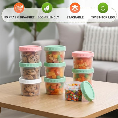 ASEVAT 18 Pack 4 oz Food Storage Containers with Twist Lids – Leakproof BPA-Free Soup Containers, Microwave/Dishwasher Safe Freezer Containers for Meal Prep, Leftovers & Takeout