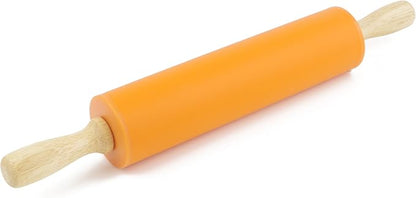 Silicone Rolling Pin for Baking Non-stick Rolling Pin Dough Roller Wooden Handle Kitchen Accessories Pastry Roller