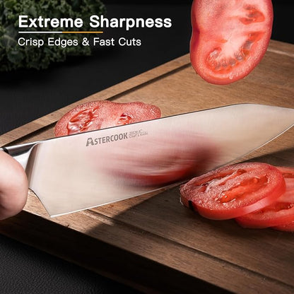 Astercook Chef Knife, 8 Inch Professional Kitchen Chef Knife, German High Carbon Stainless Steel Ultra Sharp Knife, Chefs Knives with Ergonomic Handle and Gift Box (ABS Handle), Mothers Day Gifts