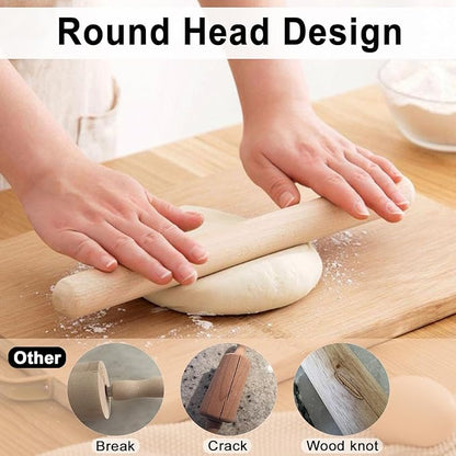 17.78 Inches French Rolling Pin,Extra-long Wood Rolling Pin for Baking,Classic Wooden Dough Roller for Fondant Pizza Pie Crust Cookie Pastry, Essential Kitchen Utensil,（Beech wood）