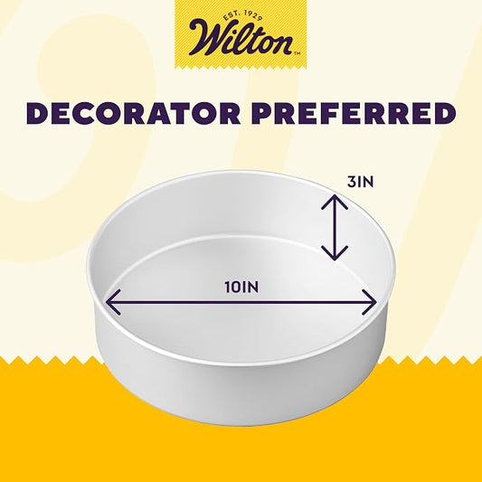 Wilton 10 in. Round Cake Pan, 3 in. Deep Aluminum Bakeware for Tall Cakes, Rust-Resistant, Even Heating, Professional Quality