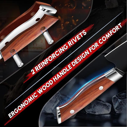 TIVOLI Chef Knife Set, Professional 5PC Knife Set, German High Carbon Stainless Steel Ultra Sharp Kitchen Knives with Full Tang Ergonomic Wood Handle for for Cooking - Gifts for Men and Women