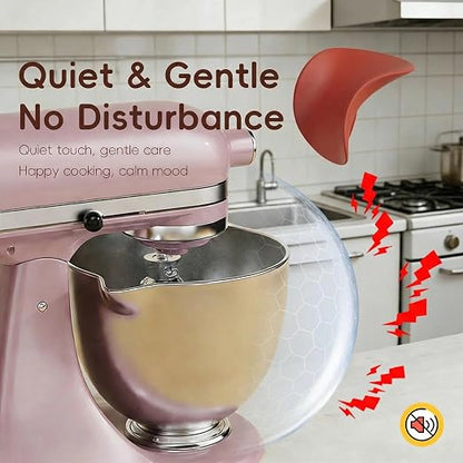 Flour Funnel for Kitchen Aid Mixer | Food-Grade Silicone Pouring Shield for KitchenAid Mixer | Hands-Free Clip-On Accessory for Baking, Fits All Standmixers, Space-Saving Design（RED