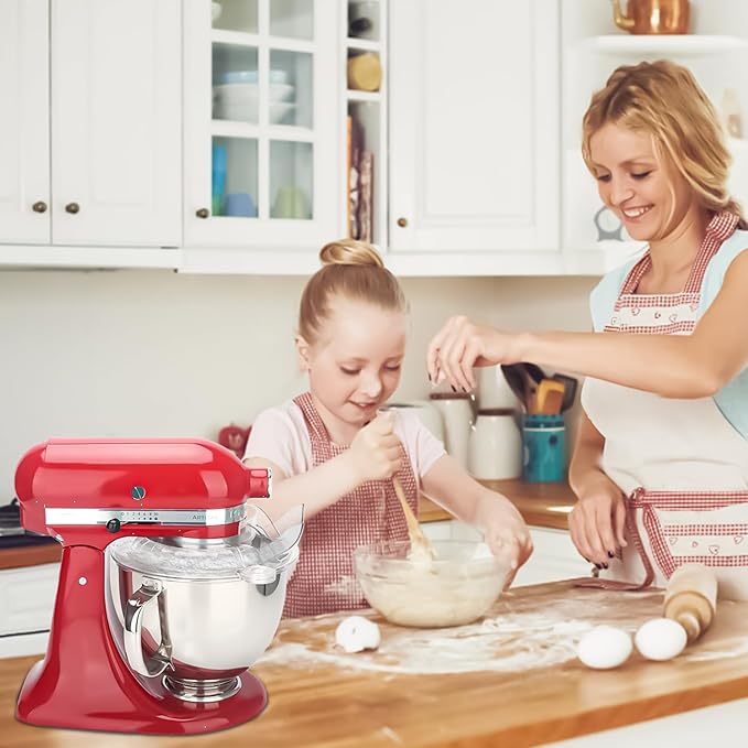 Pouring Shield for KitchenAid Tilt Head 4.5-5 QT (for Stainless Steel Bowls Only), for Kitchen aid Accessories and Attachments, Fully Enclosed Foldable Lid Mixer Bowl Cover & Flour Funnel