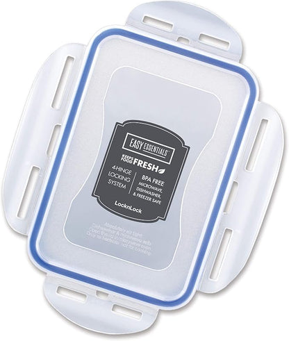 LOCK & LOCK Easy Essentials Food Storage lids/Airtight containers, BPA Free, 10 Piece - Square, Clear