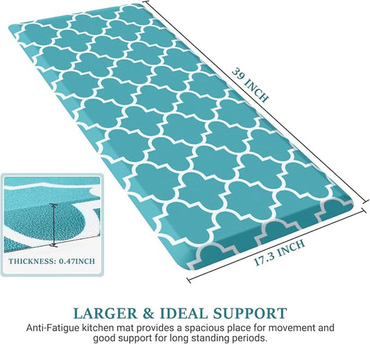 WISELIFE Kitchen Mat Cushioned Anti-Fatigue Kitchen Rug,17.3"x 39",Non Slip Waterproof Kitchen Mats and Rugs Heavy Duty PVC Ergonomic Comfort Mat for Kitchen, Floor Home, Office, Sink, Laundry, Green