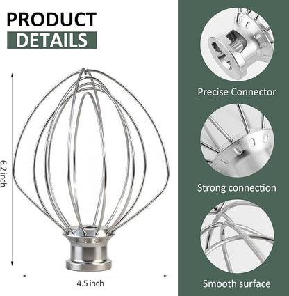 [Upgrade] K45WW Full-body Stainless Steel Wire Whip for KitchenAid, Fit Kitchenaid 4.5 and 5-Quart Tilt-Head Stand Mixer, Food Grade Stainless Steel Attachment, Healthier, Rust free, More Durable