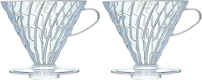 Hario V60 Plastic Coffee Dripper, Size 03, Clear (Pack of 2)