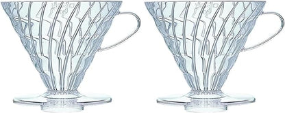 Hario V60 Plastic Coffee Dripper, Size 03, Clear (Pack of 2)