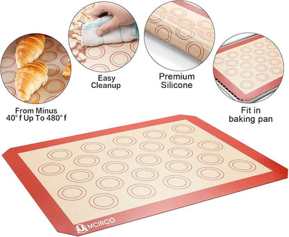 Stainless Steel Baking Sheet Tray Cooling Rack with Silicone Baking Mat Set, Cookie Pan with Cooling Rack, Set of 9 (3 Sheets + 3 Racks + 3 Mats), 10/12/16 Inch, Easy Clean