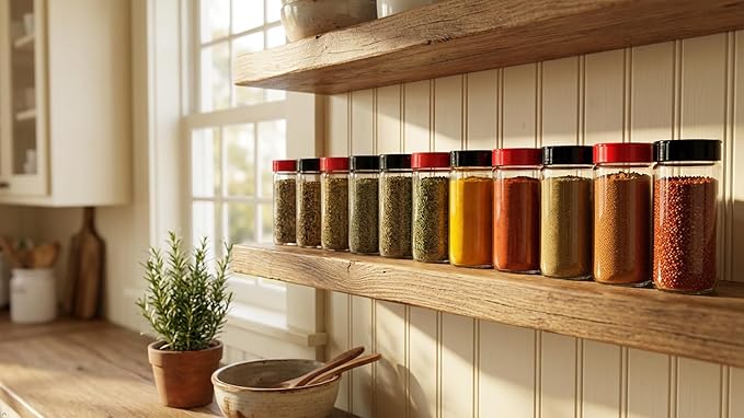JARMING COLLECTIONS 16oz Glass Spice Shakers with Lids – Set of 2 Large Seasoning Containers with Shaker Tops for Kitchen, Pantry & Herb Storage
