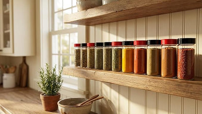 JARMING COLLECTIONS 16oz Glass Spice Shakers with Lids – Set of 2 Large Seasoning Containers with Shaker Tops for Kitchen, Pantry & Herb Storage