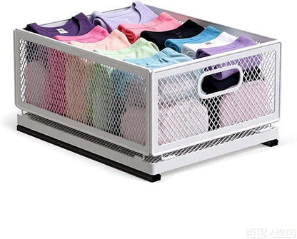 Slide-Out Storage Baskets W9.4"xD11.8"xH6.1" Rustproof Carbon Steel pull out Organizers with Super Strong Adhesive for Home Kitchen Drawers, Shelves, Cabinets