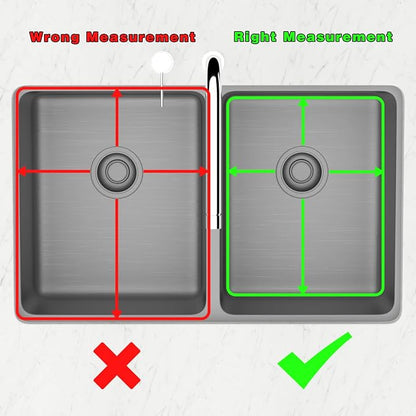 Kitchen Sink Bottom Grid Protector 16.1"L X 13"W, Stainless Steel Sink Grate with Rear Drain, Universal Metal Sink Rack for Kitchen Double Bowl Sink