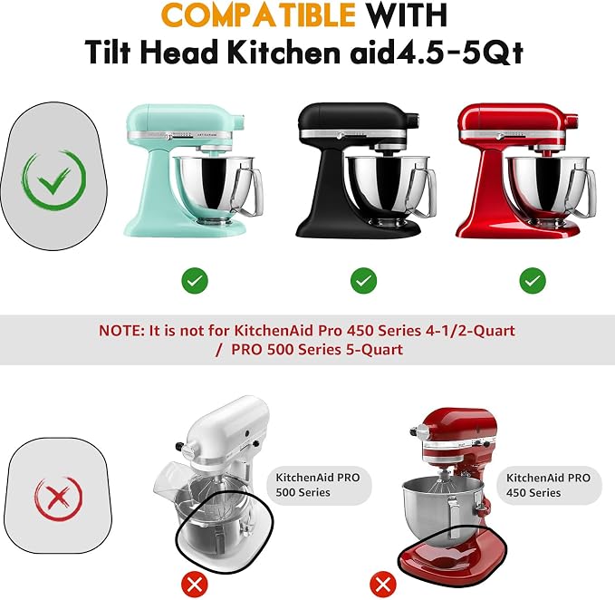 Bamboo Mixer Slider Mat for Tilt Head Kitchen Aid 4.5-5 Qt Stand Mixer, Appliance sliding mat for kitchenaid Artisan 4.5-5 Qt, Countertop Storage Accessories Mixer Moving Tray Attachments Black