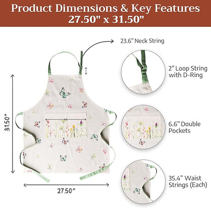 Maison d' Hermine 100% Cotton Apron for women with Pocket Kitchen Chef Apron for Men Cooking Spring Summer