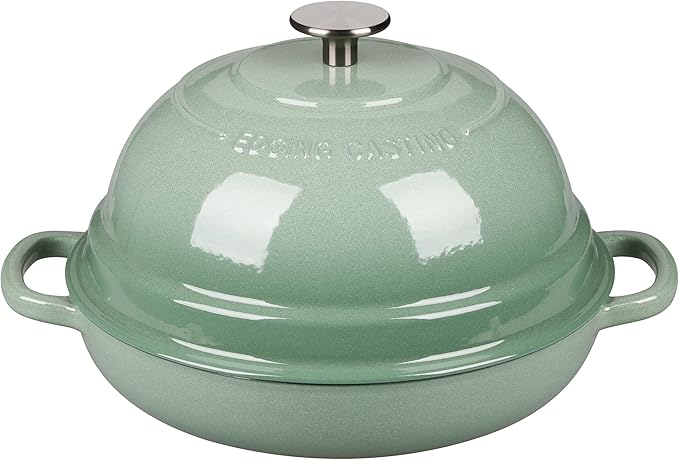 EDGING CASTING Enameled Cast Iron Dutch Oven Pot with Lid, Round Bread Oven for Homemade Sourdough Bread Baking, 6 Quart, Sage Green