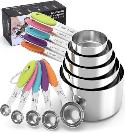 Measuring Spoons Set, Stainless Steel Measuring Spoons for Cooking and Baking, Heavy Duty Kitchen Gadgets for Easy Storage, Perfect Kitchen Utensils Gadgets (Set of 10)