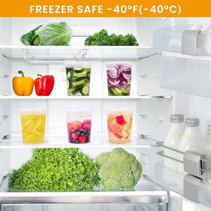 Kitch’nMore 32oz Plastic Deli Food Storage Soup Containers with Airtight Lids, Extra-Thick, Slime, Soup, Leakproof,Stackable,Microwave/Freezer/Dishwasher Safe, BPA Free (24Pack)