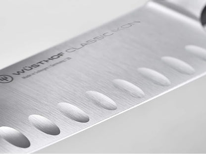 Wüsthof Santoku, Classic Ikon Crème (1040431314), 14 cm Klinge mit Kullenschliff, asiatisches Küchenmesser, geschmiedetes Design-Messer, weißer Griff