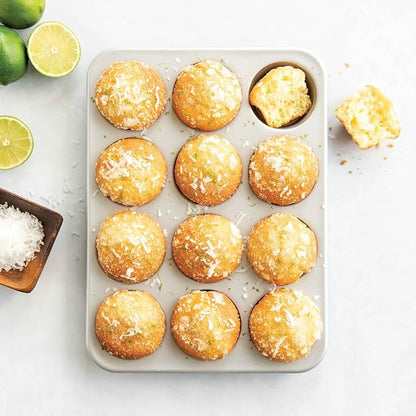 Nordic Ware Brilliant™ Colorful Bakeware 12 Cavity Muffin Pan, Nonstick made without PFAS or PTFE for safe cooking; Reinforced steel rim prevents warping