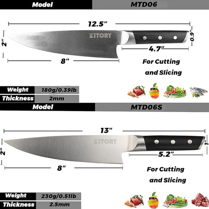Kitory Chef Knife 8" - Japanese Style Pro Kitchen Knife - Forged German High Carbon Steel - Full Tang Pakkawood Handle-Gift Box included