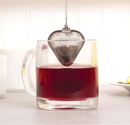 HIC Kitchen Tea Infusers, Heart-Shaped, 18/8 Stainless Steel Mesh, Set of 2, For Loose Leaf Tea and Mulling Spices