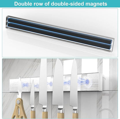 Magnetic Knife Holder for Wall, No Drilling Magnetic Knife Strip Adhesive Knife Holder Magnet Knife Bar, Wall Mount Knife Rack Block Metal Tool Holder for Utensils RV Kitchen Organization, 14 Inch