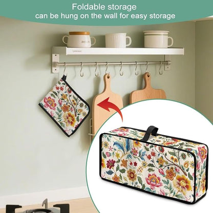 Toaster Cover 2 Slice Colorful Floral Slim 2 Slice Toaster Cover Easy to Fold and Carry, Heat-Resistant Dustproof Kitchen Appliance Protector, Machine Washable