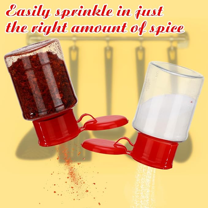 Amyhill 100 Pcs Plastic Spice Bottles Spice Jars with Red Cap Seasoning Jars Shaker 2 Oz/ 60ml Clear Bottle Containers with Shaker Lids for Storing for Spices, Herbs, Powders, Glitters Supplies