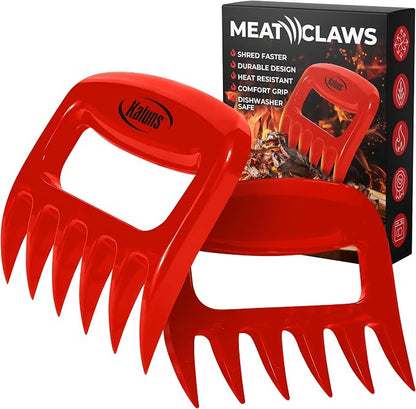 Kaluns Meat Claws, Best Meat and Pulled Pork Shredder - Easily Lift, Handle, Pull, Cut, and Shred Meat - Ultra-Sharp Plastic Blades - Heat Resistant, BPA Free, Dishwasher Safe (Red)