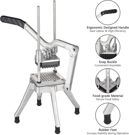 ROVSUN Commercial Vegetable Chopper French Fry Cutter Potato Slicer Fruit Chopper, Super Value Set of Suction Feet, 1/2'', 3/8'', 1/4'', 8-Wedge Blades and Pusher Blocks for Restaurant, Home & Kitchen