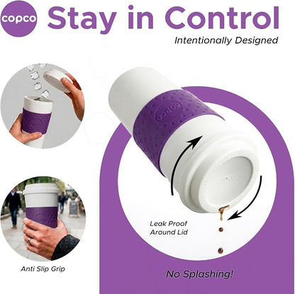 Copco Acadia 16 oz Reusable To-Go Travel Mug - BPA-Free Insulated Coffee Cup with Double-Wall Insulation, Spill-Resistant Lid & Non-Slip Rubber Grip - Dishwasher Safe (Lilac)