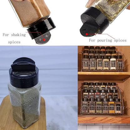 Tiaiidi 24 Pack 3.5 oz Square Plastic Spice Jars,Seasoning Containers with Black Screw Lids to Pour or Shake,Empty Storage Spice Containers for Spice,Powders,Peppers