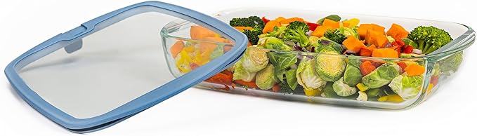 Sio 9x13 Glass Baking Dish with GLASS LID Lids Large Airtight Casserole Dish for Oven Pan Dishes Food Storage Containers Lids Glass Silicone Sets Bakeware Bread Pan Tray Sheet Ceramic Tins Non Toxic
