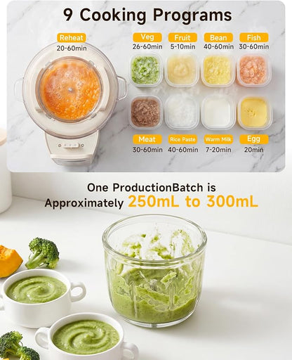 IAGREEA Baby Food Maker, 9-IN-1 Glass Baby Food Processor Steamer Puree Blender Grinder, One Step Auto Cooking Machine for Homemade Baby Food, BPA-Free