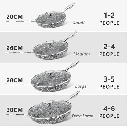 MICHELANGELO 10 Inch Frying Pan with Lid, Nonstick Frying Pan with Non Toxic Granite Coating, 10 Inch Stone Skillet, Non Stick Frying Pans for Cooking, Induction Compatible