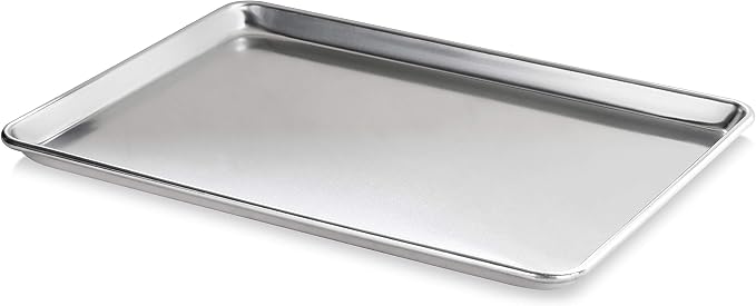 New Star Foodservice Commercial-Grade 18-Gauge Aluminum Sheet Pan/Bun Pan, Two Thirds Size, 15 x 21 x 1 in