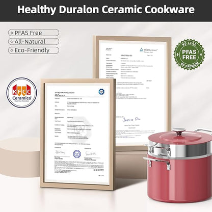 Nuwave Lux 13pc Forged Lightweight Cookware Set PFAS Free, Healthy G10 Duralon Ceramic Coating, Ultra Non-Stick, Stay-Cool Handles, Works on All Cooktops & Induction Ready