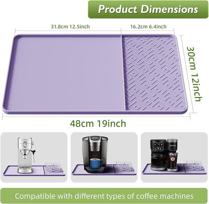 Silicone Coffee Mat with Raised Edges 19" x 12" – Waterproof Countertop Mat, Coffee Maker Pad, Espresso Machine Mat, Heat Resistant Dish Drying Mat