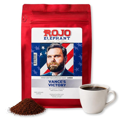 Rojo Elephant Caffeinated Ground Coffee, Single Origin Arabica Beans, Naturally Low Acid, Premium Ground Coffee (11 oz Bag) (Espresso Roast - Vance's Victory)