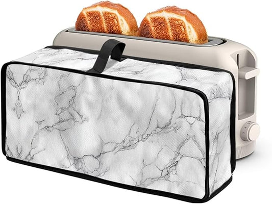 Slim 2 Slice Toaster Cover White Marble Cover for 2 Slice Slim Toaster, Water-Resistant Protective Dust Covers for Kitchen Appliances, Easy to Clean