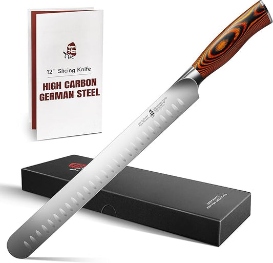 TUO Carving Knife, 12 inch Brisket Knife for Cutting Meat, Slicing Through Roast & Bacon, Sharp German Steel, Ergo Pakkawood Handle, BBQ Gifts for Men