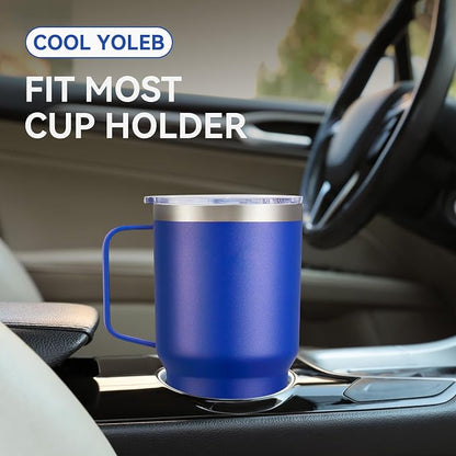 30 oz Tumbler with Handle and Lid, Stainless Steel Tumblers Double Wall Vacuum Insulated Travel Mug Leak Proof Cup Keep Drinks Cold and Hot Blue, 1 Pack