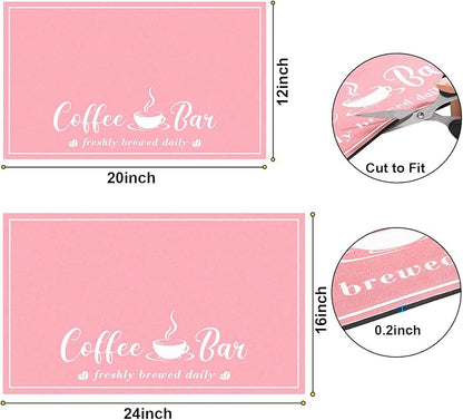 CooRug Absorbent Coffee Mat, Fashion Dish Drying Mat for Kitchen Counter Coffee Bar Accessories Espresso Machine Dish Rack 12" x 20" Pink