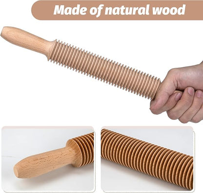 Beech Wood 3mm Spaghetti Pasta Cutter Noodle Lattice Roller Docker Dough Cutter Wooden Rolling Pin Spaghetti Pasta Maker Beechwood Noodle Cutter Rolling Pin Kitchen Cooking Tools