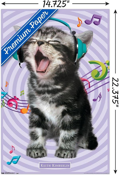 Trends International Keith Kimberlin - Kitten - Singing Wall Poster, 14.725" x 22.375", Premium Poster & Mount Bundle